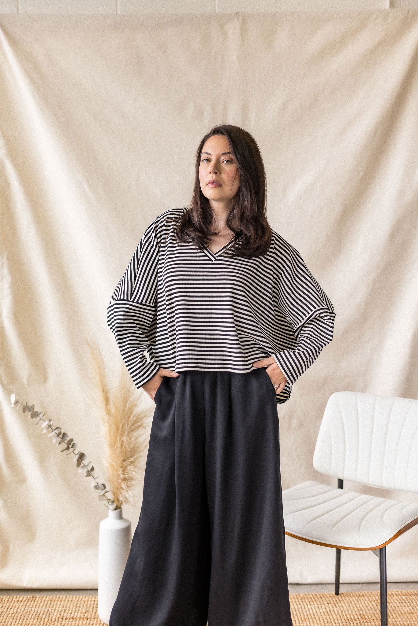 Black wide-leg Lyocell palazzo pant – MAS Montréal, SS27