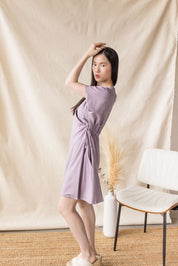 Lilac jersey dress with cross-over front and drop shoulder – MAS Montréal, SS27