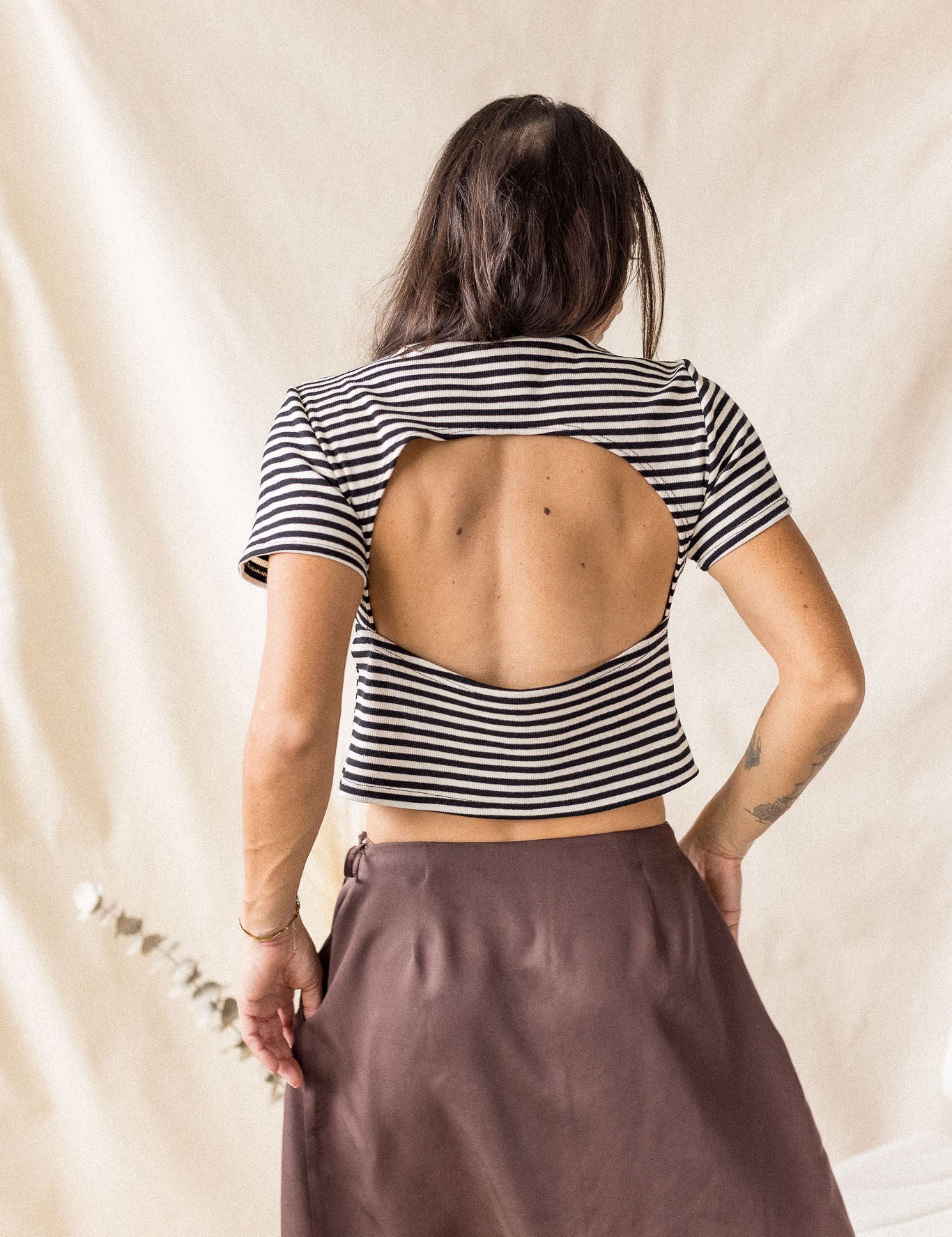 Brown Lyocell twill skirt with cross-over front – MAS Montréal, SS27