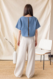 Beige linen trouser with front seam detail – MAS Montréal, SS27