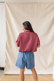Pink Lyocell twill blouse with drop shoulder – MAS Montréal, SS27