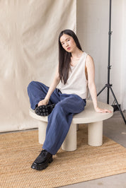 Beige linen-cotton tank top – MAS Montréal, SS27