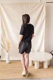 Black crew-neck jersey tee – MAS Montréal, SS27
