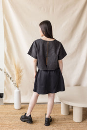 Black Lyocell twill skirt with cross-over front – MAS Montréal, SS27