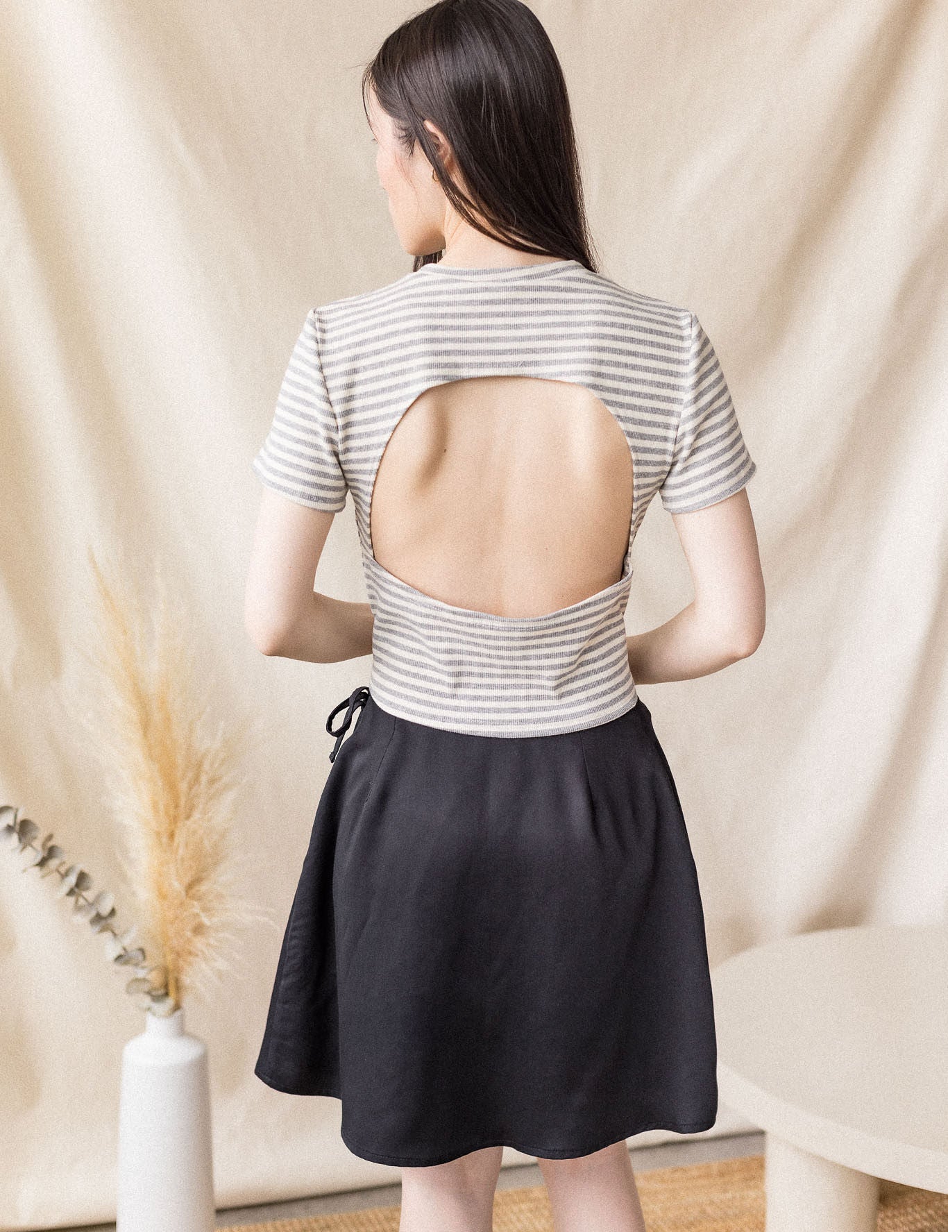 Black Lyocell twill skirt with cross-over front – MAS Montréal, SS27