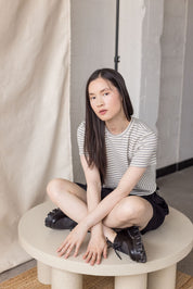 Gray rib knit top with open back – MAS Montréal, SS27