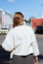 Lille Vest in Taupe (Heirloom) ribbed knit vest, back view - MAS Montréal