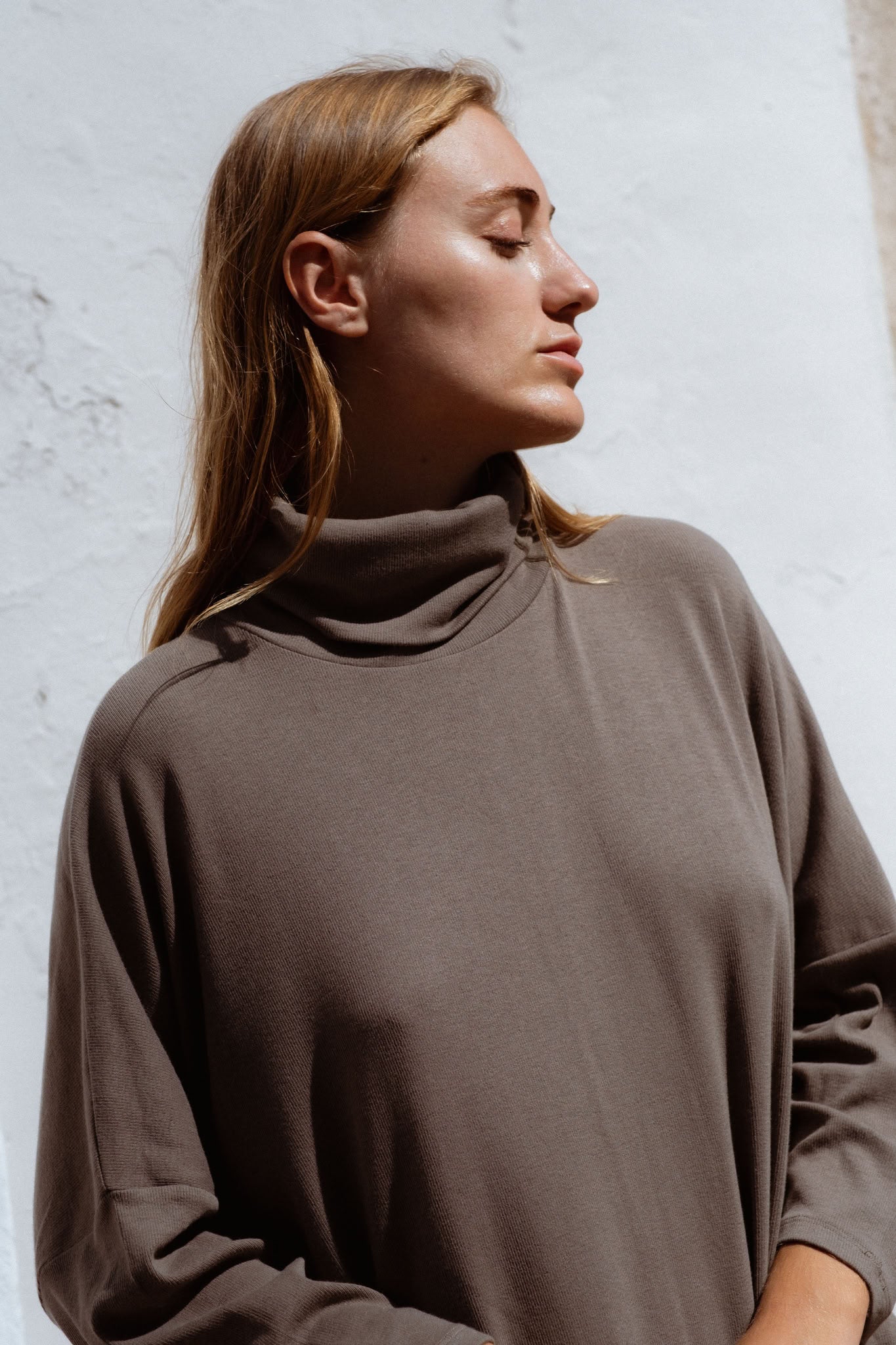 Iona Dress in Olive Green (Laurel) ribbed turtleneck maxi dress - MAS Montréal