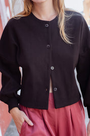 Lille Vest in Black (Carbon) ribbed knit vest, side view - MAS Montréal