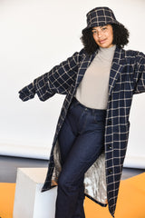 JASPER OVERSIZED COAT CHECKERED BLUE